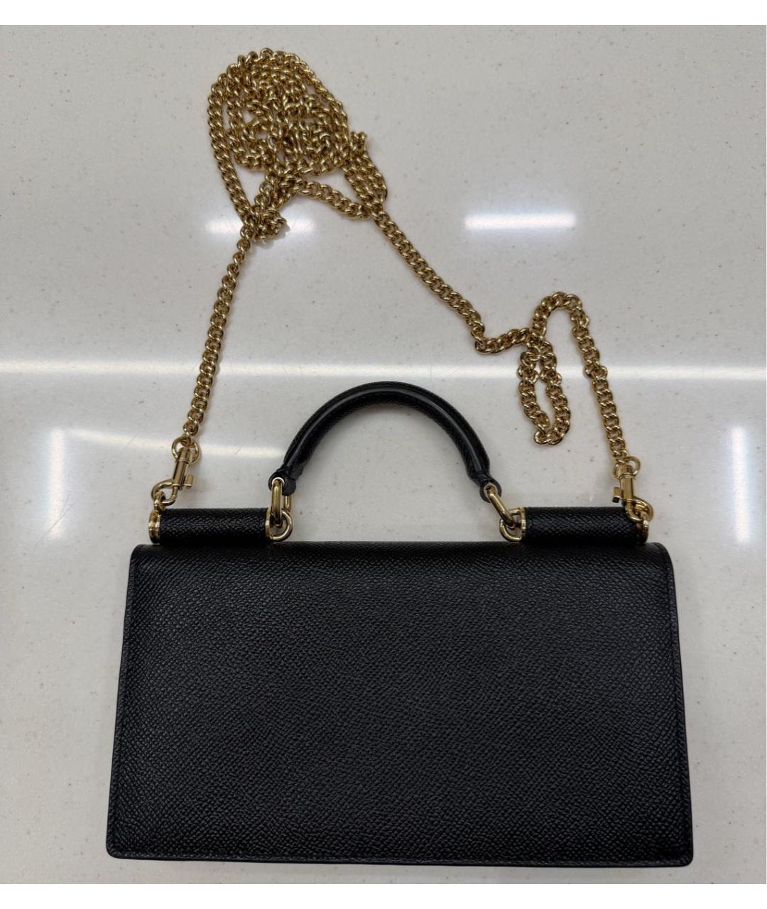 DOLCE&GABBANA Черная кожаная сумка с короткими ручками, фото 3