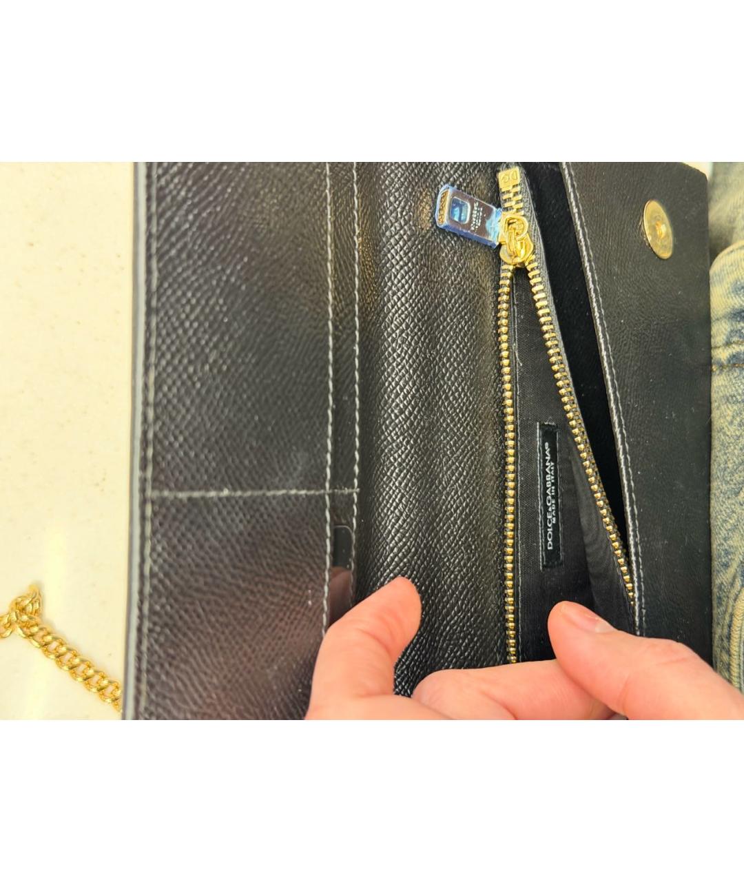 DOLCE&GABBANA Черная кожаная сумка с короткими ручками, фото 4