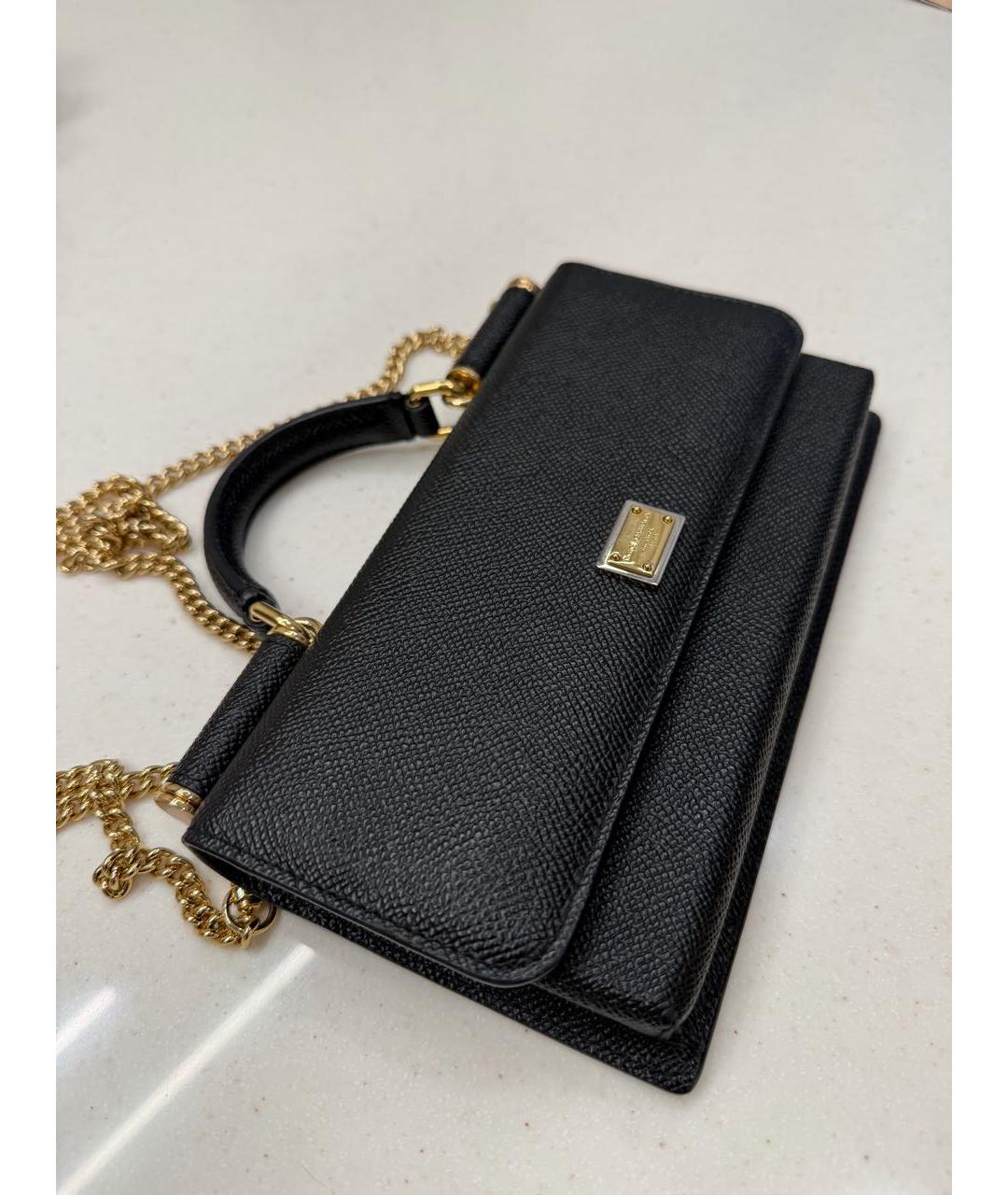 DOLCE&GABBANA Черная кожаная сумка с короткими ручками, фото 2