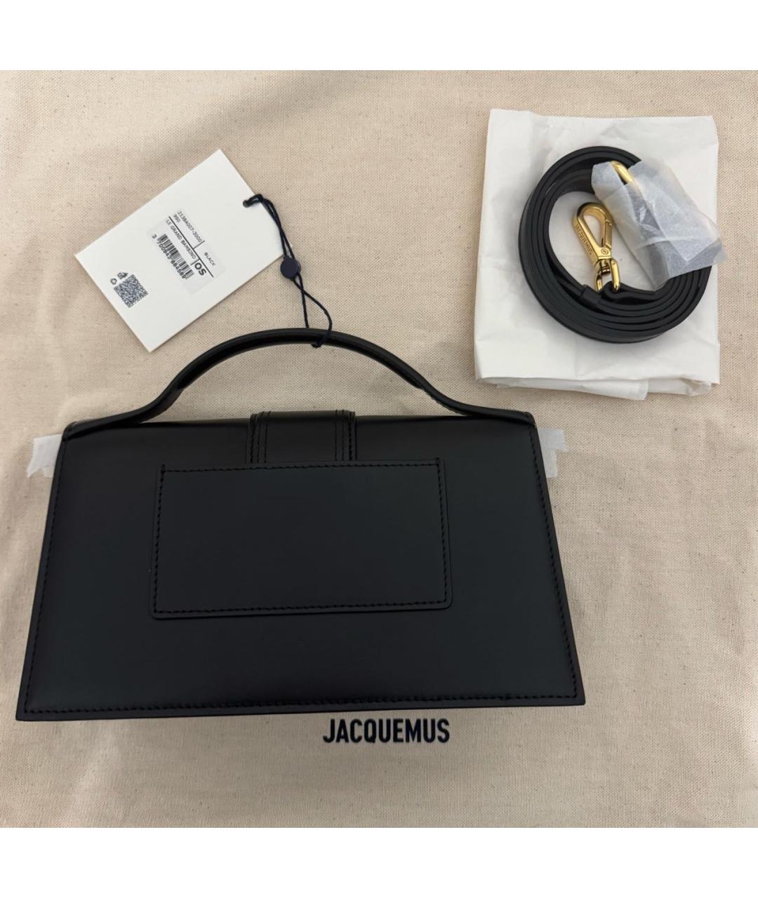 JACQUEMUS Черная кожаная сумка с короткими ручками, фото 2