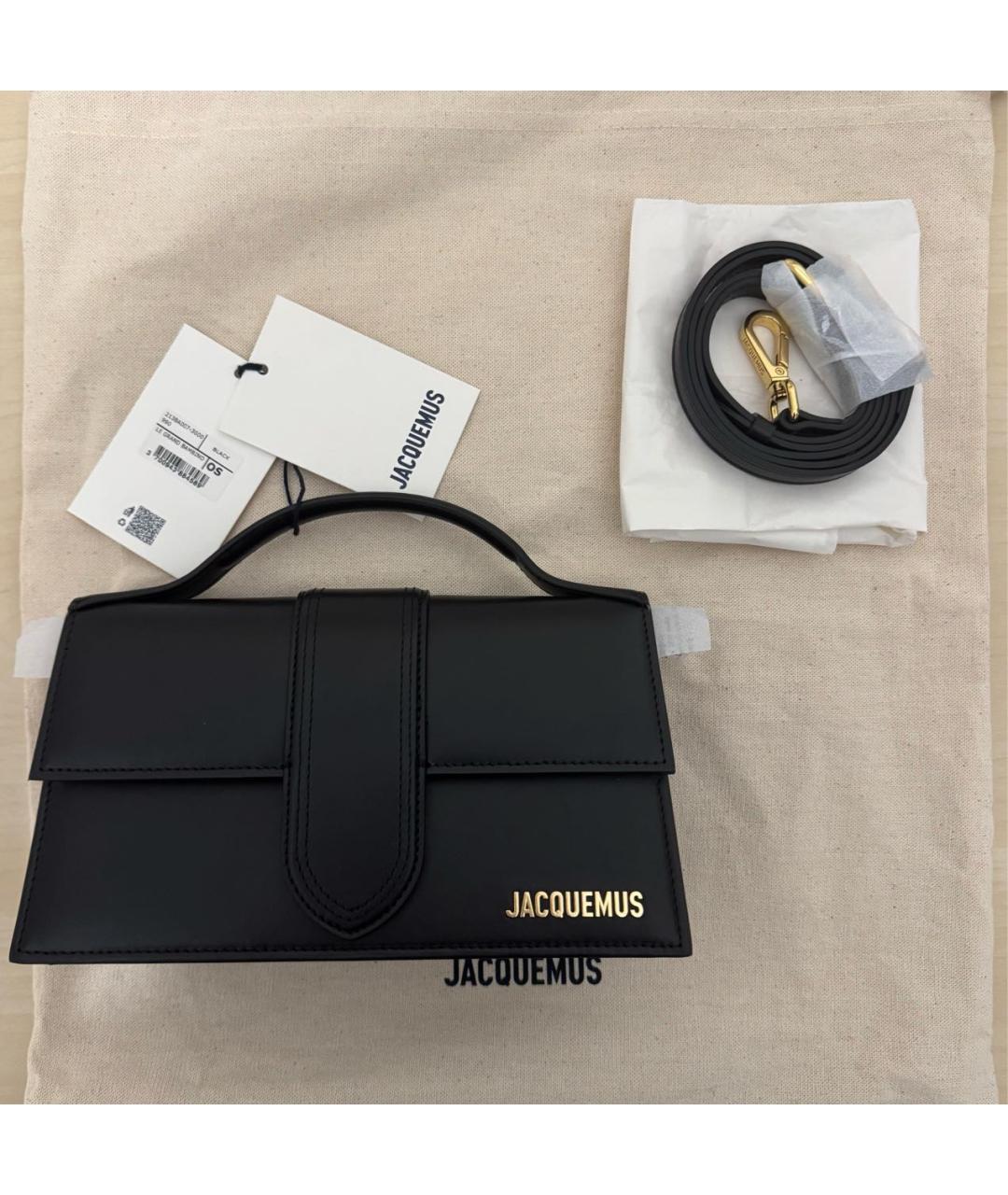 JACQUEMUS Черная кожаная сумка с короткими ручками, фото 5