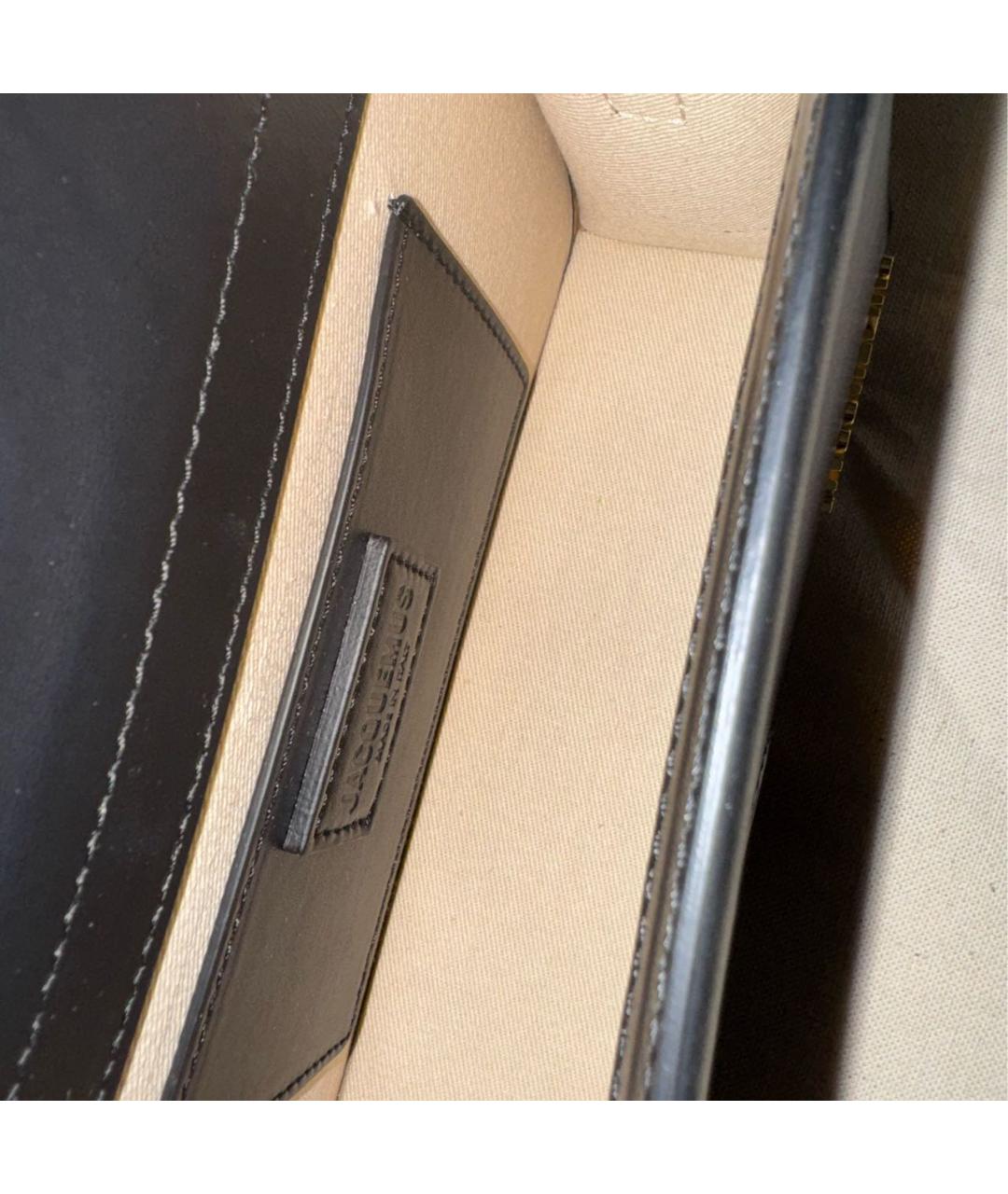 JACQUEMUS Черная кожаная сумка с короткими ручками, фото 4