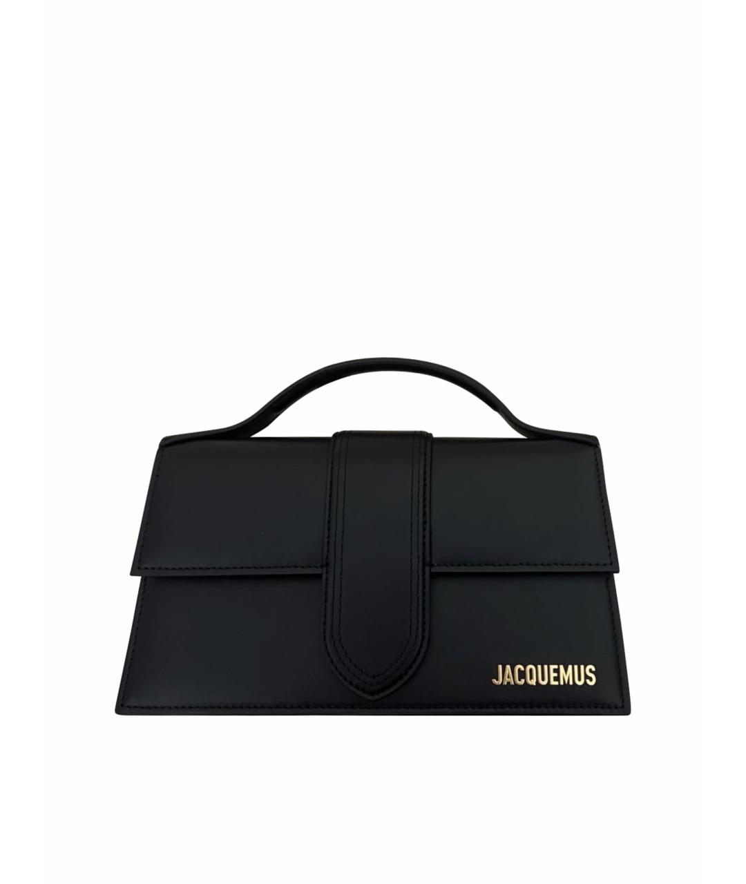 JACQUEMUS Черная кожаная сумка с короткими ручками, фото 1