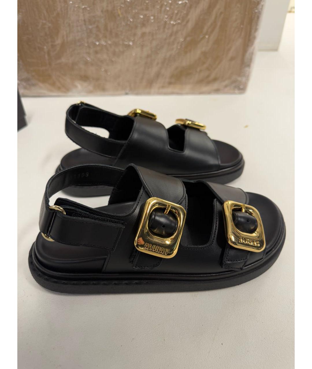 ALOHAS Черные кожаные сандалии, фото 7