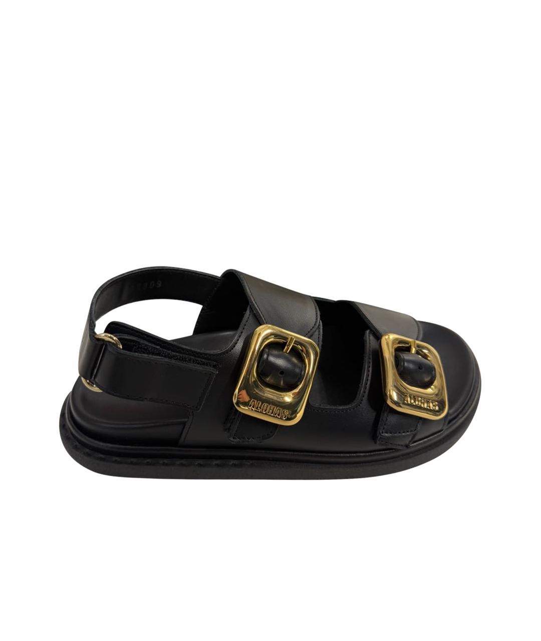 ALOHAS Черные кожаные сандалии, фото 1