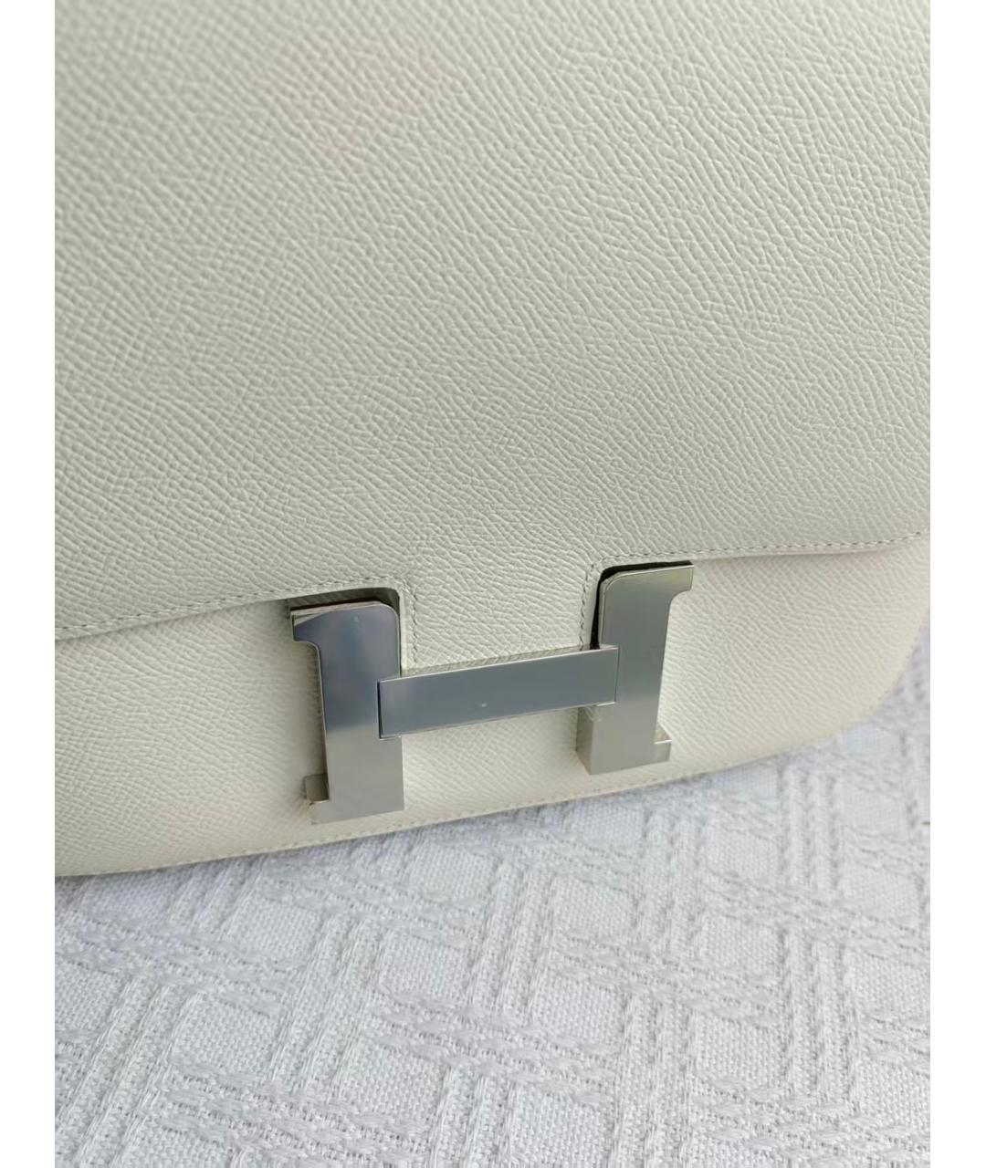 HERMES Белая кожаная сумка через плечо, фото 2