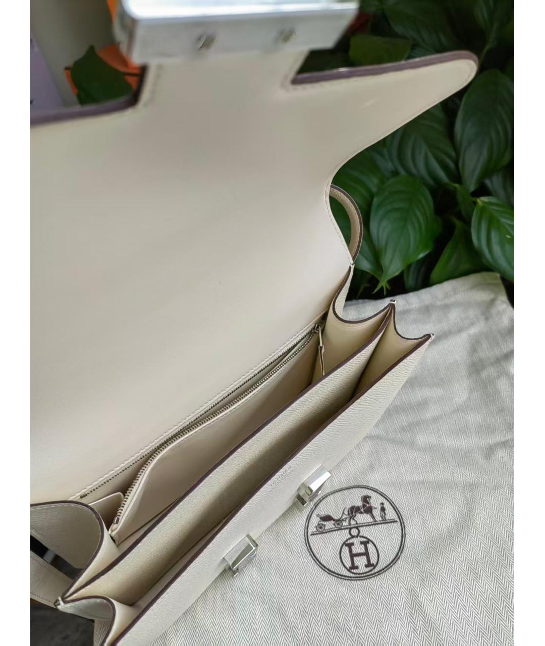 HERMES Белая кожаная сумка через плечо, фото 7