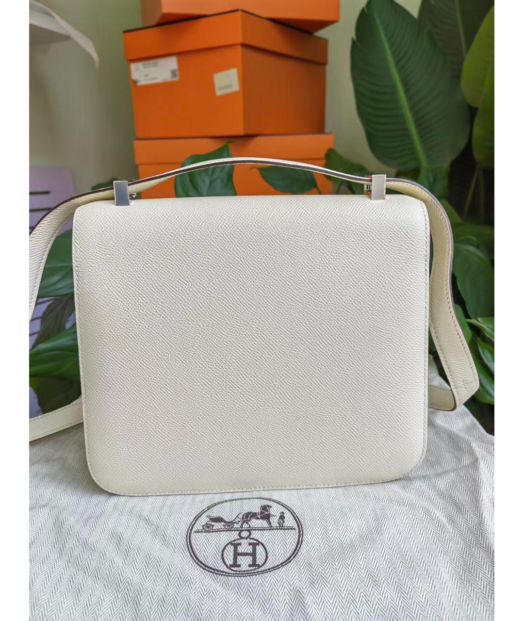 HERMES Белая кожаная сумка через плечо, фото 6