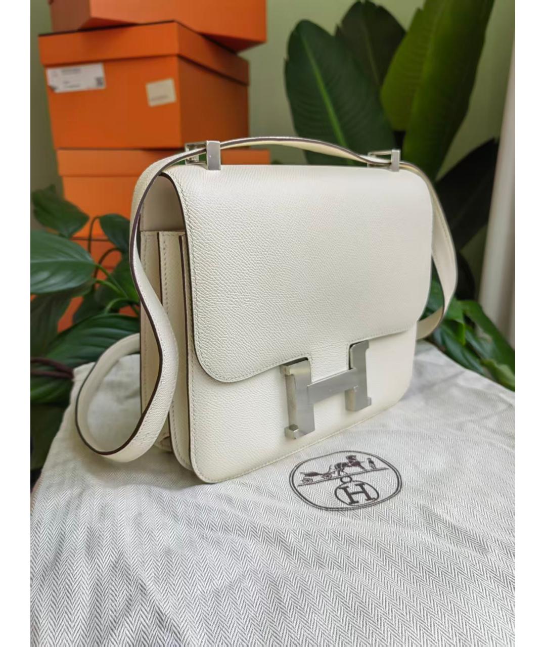 HERMES Белая кожаная сумка через плечо, фото 3