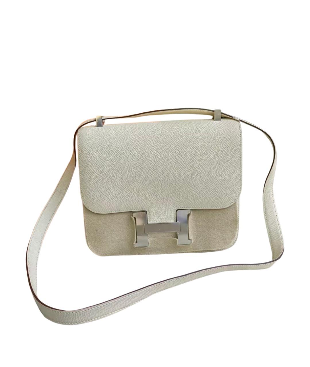 HERMES Белая кожаная сумка через плечо, фото 1