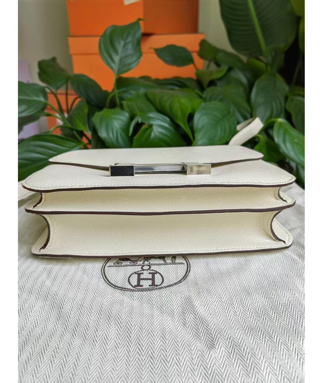 HERMES Белая кожаная сумка через плечо, фото 5