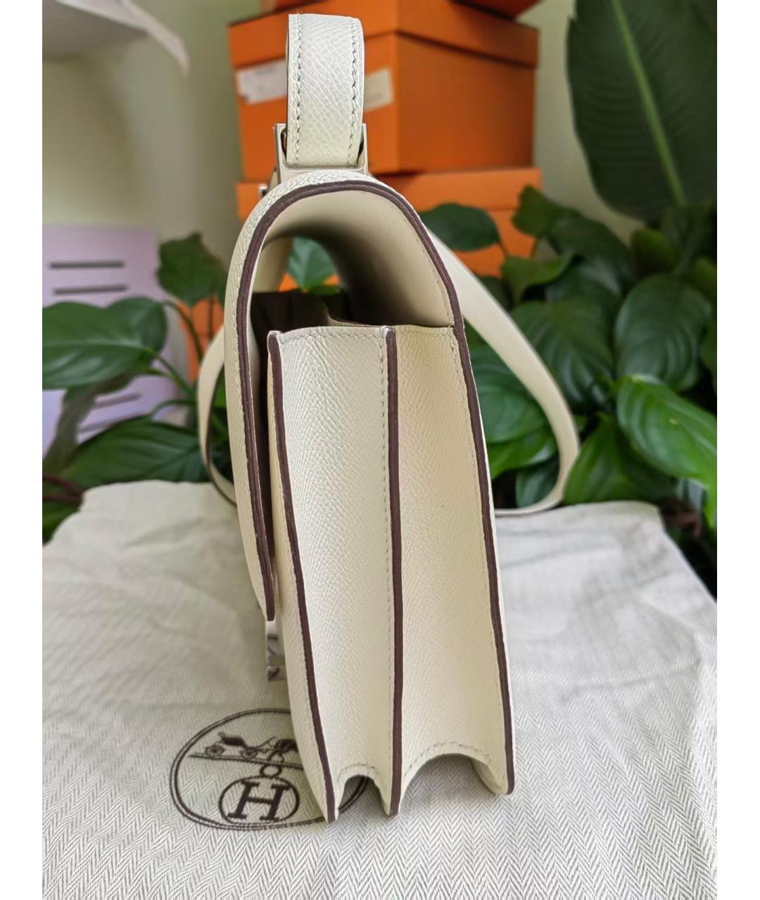 HERMES Белая кожаная сумка через плечо, фото 4