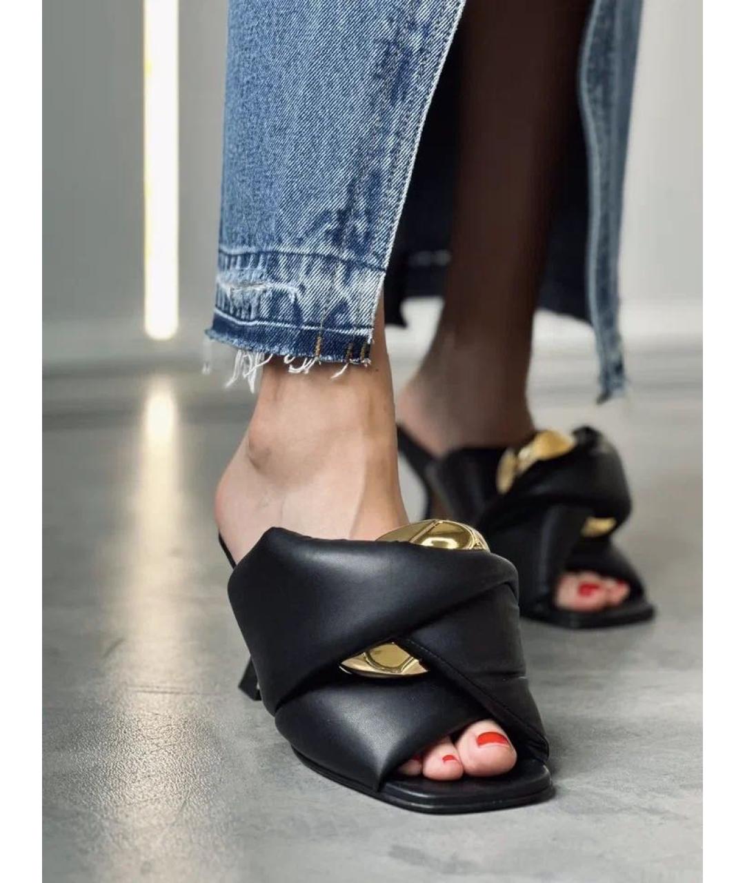 J.W.ANDERSON Черные кожаные мюли, фото 4