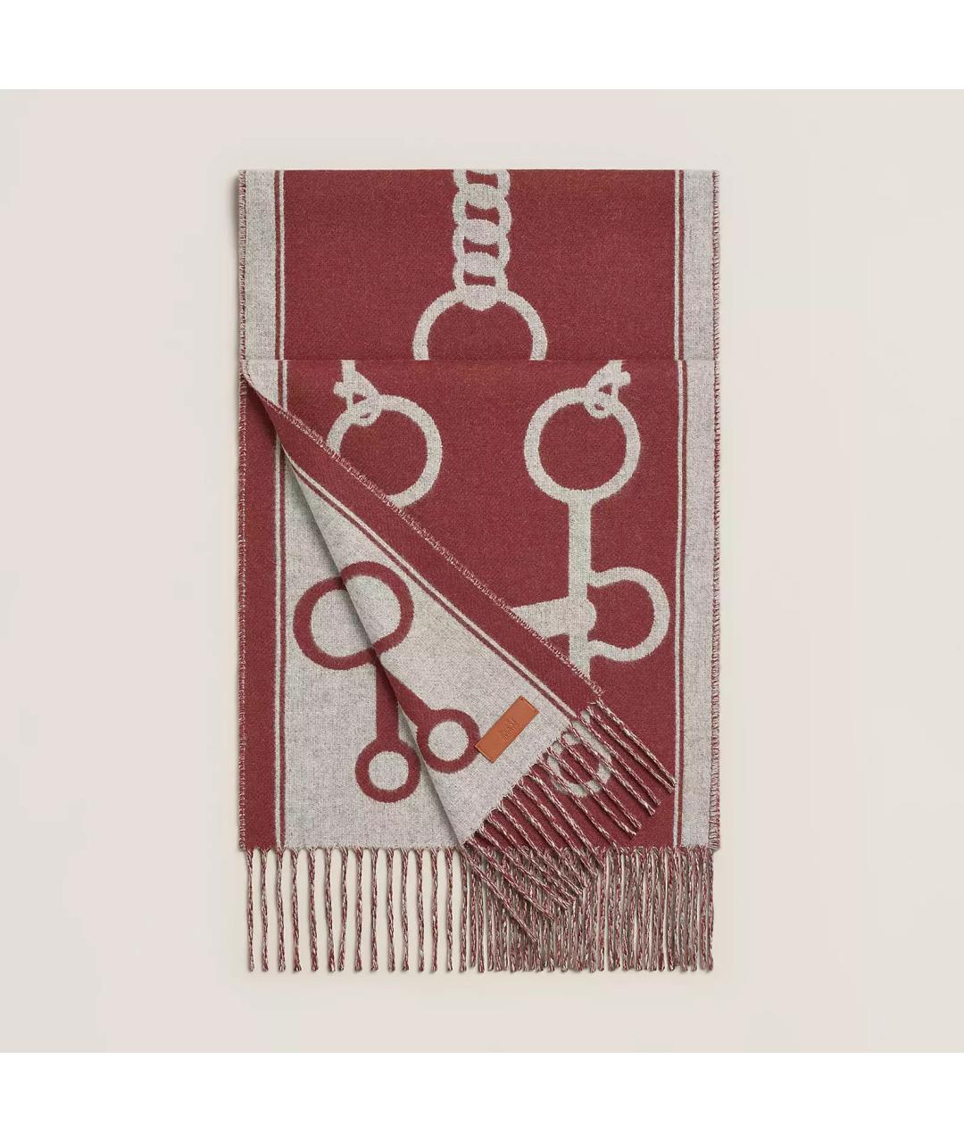 HERMES Бордовый кашемировый шарф, фото 2