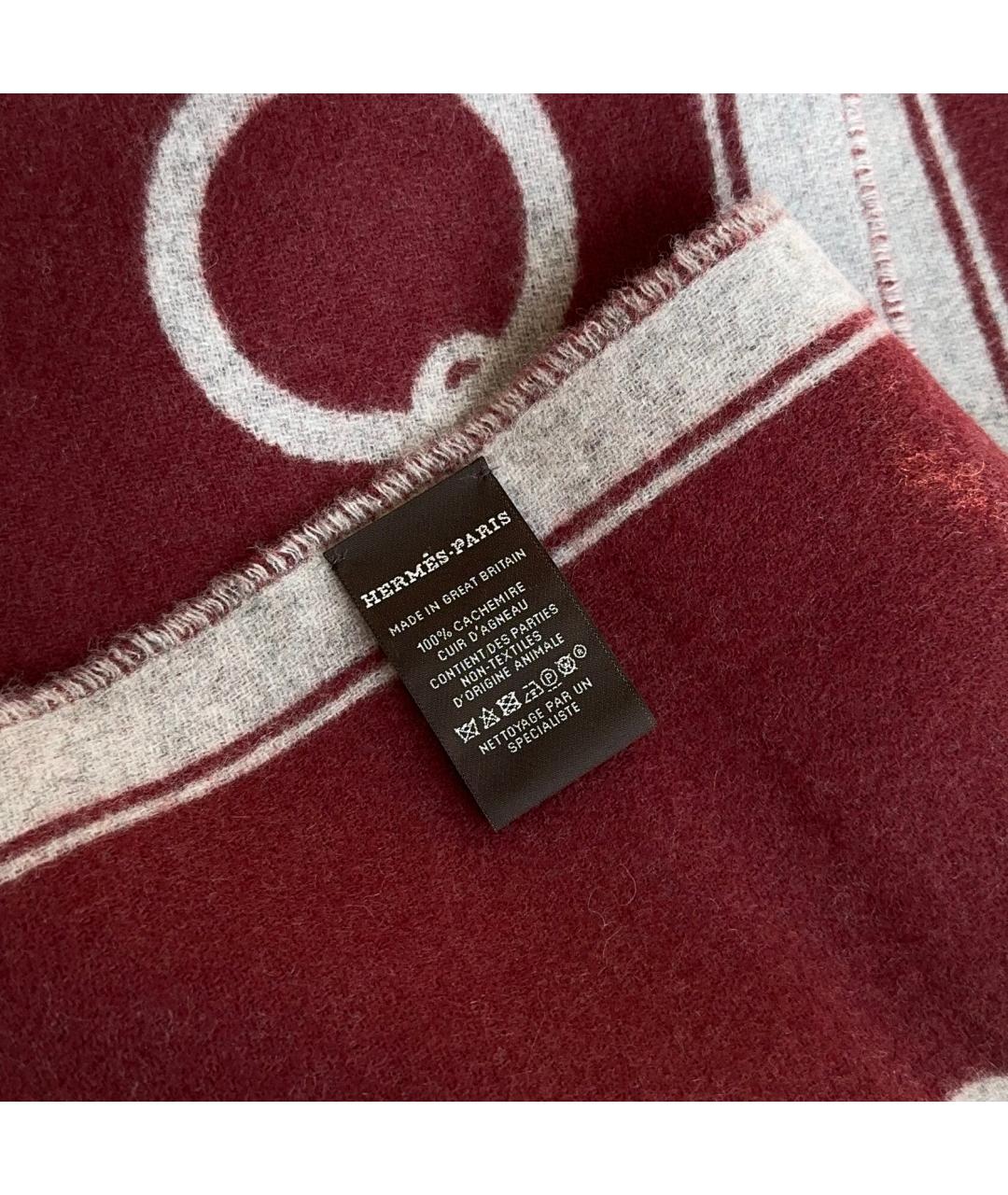 HERMES Бордовый кашемировый шарф, фото 4