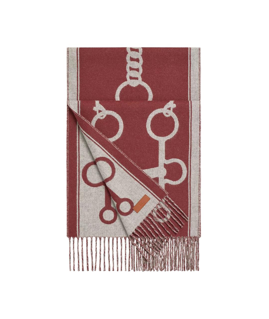 HERMES Бордовый кашемировый шарф, фото 1