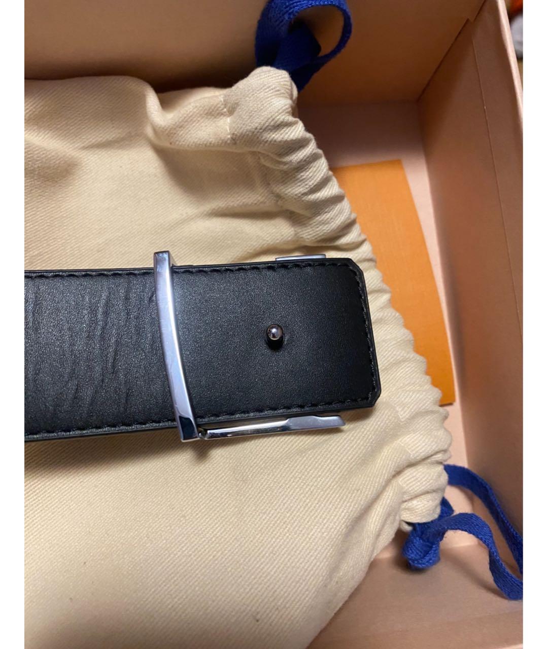 LOUIS VUITTON Черный кожаный ремень, фото 2