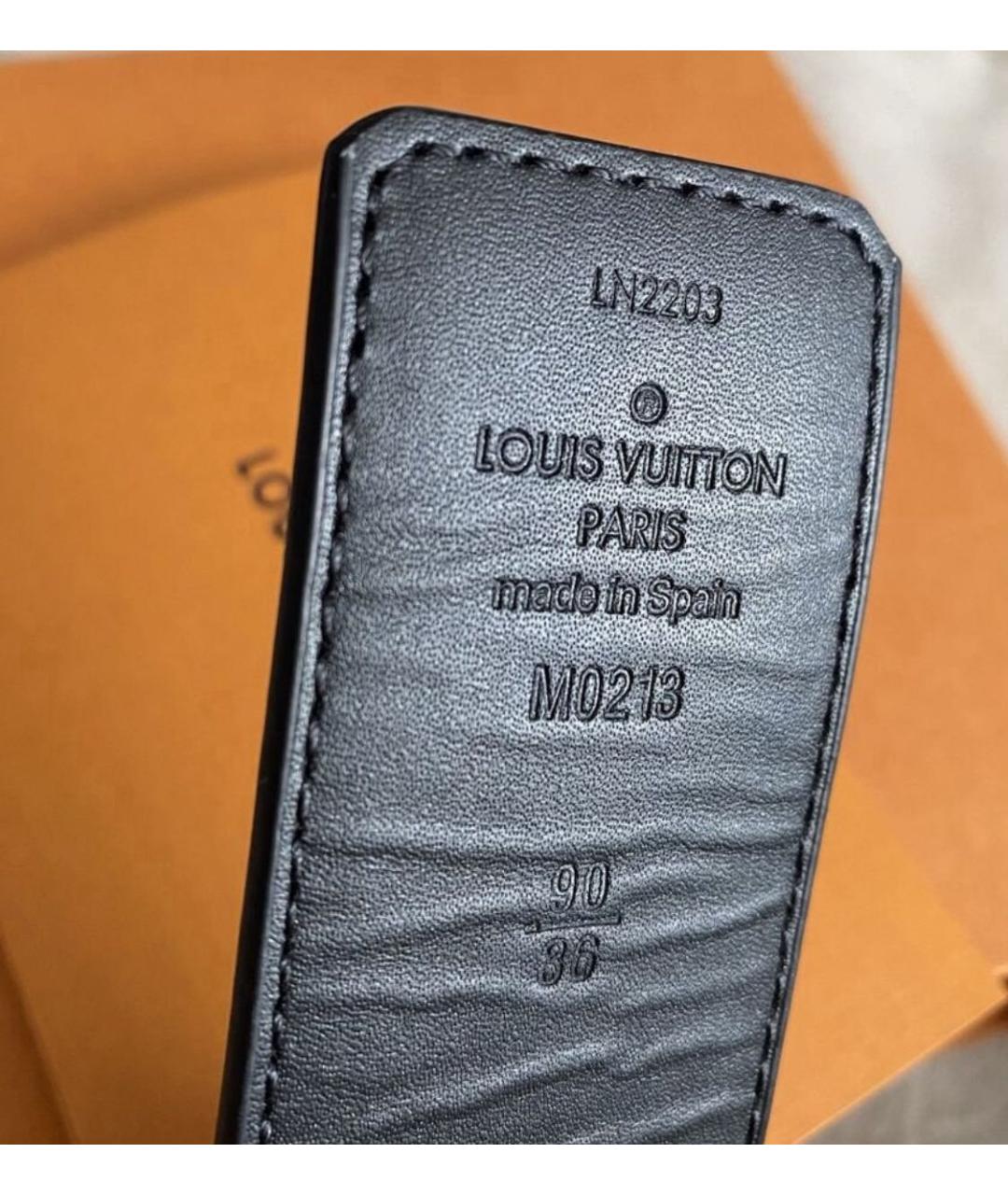 LOUIS VUITTON Черный кожаный ремень, фото 3