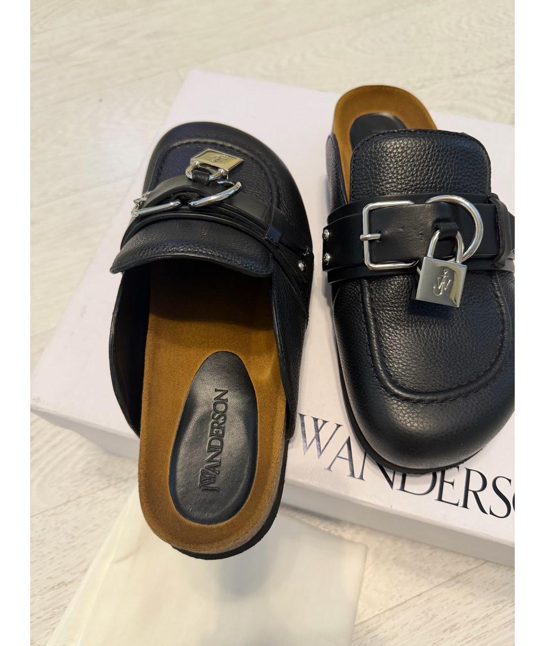 J.W.ANDERSON Черные кожаные мюли, фото 4