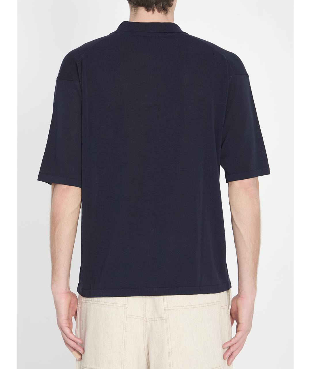 ROBERTO COLLINA Синее хлопковое поло с коротким рукавом, фото 4