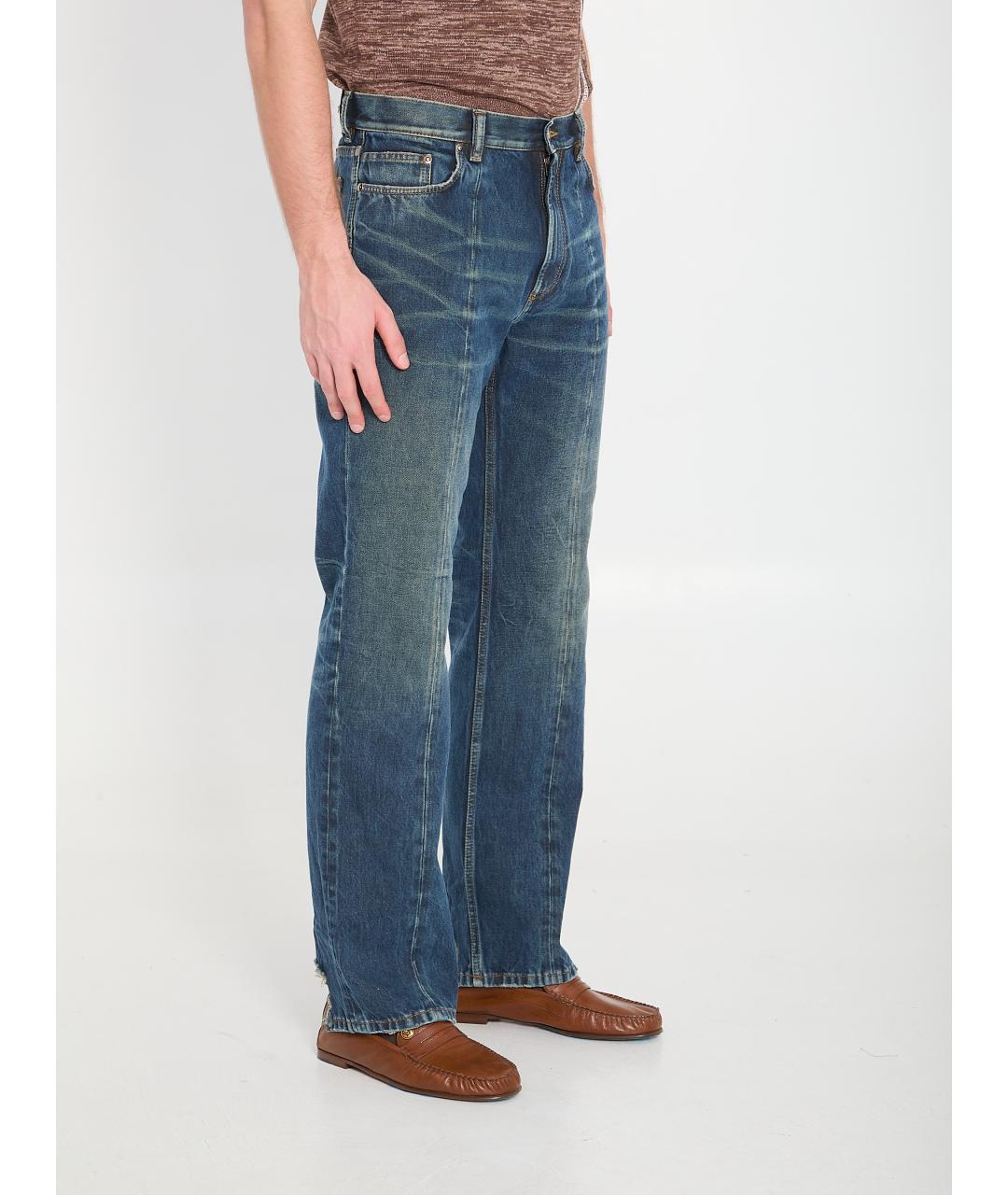 VERSACE Синие хлопковые прямые джинсы, фото 2