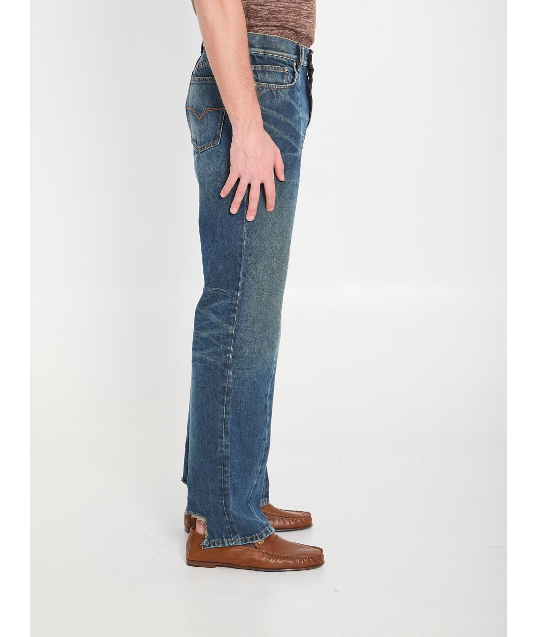 VERSACE Синие хлопковые прямые джинсы, фото 3