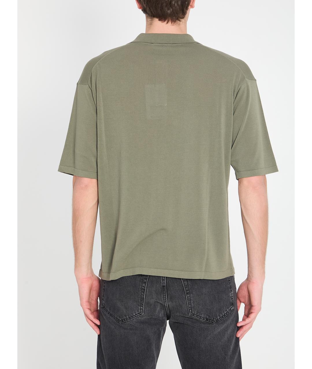 ROBERTO COLLINA Зеленые хлопковое поло с коротким рукавом, фото 4