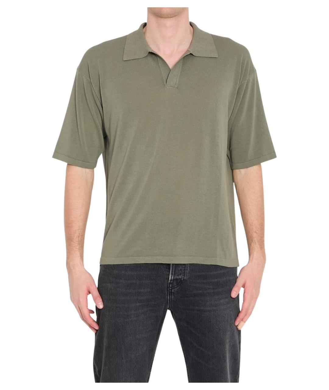 ROBERTO COLLINA Зеленые хлопковое поло с коротким рукавом, фото 1