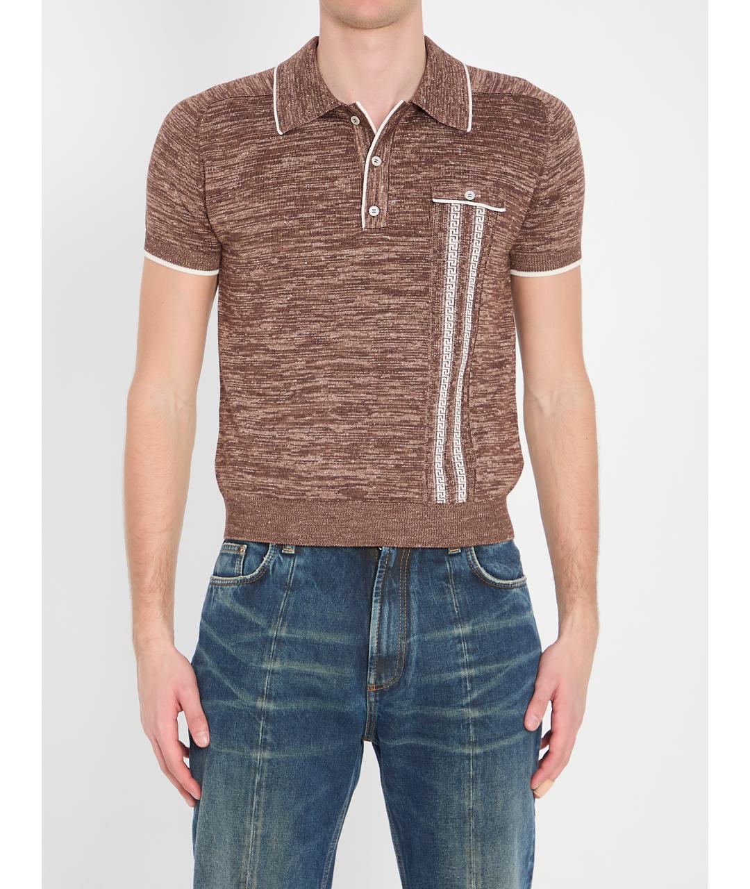 VERSACE Коричневое поло с коротким рукавом, фото 6
