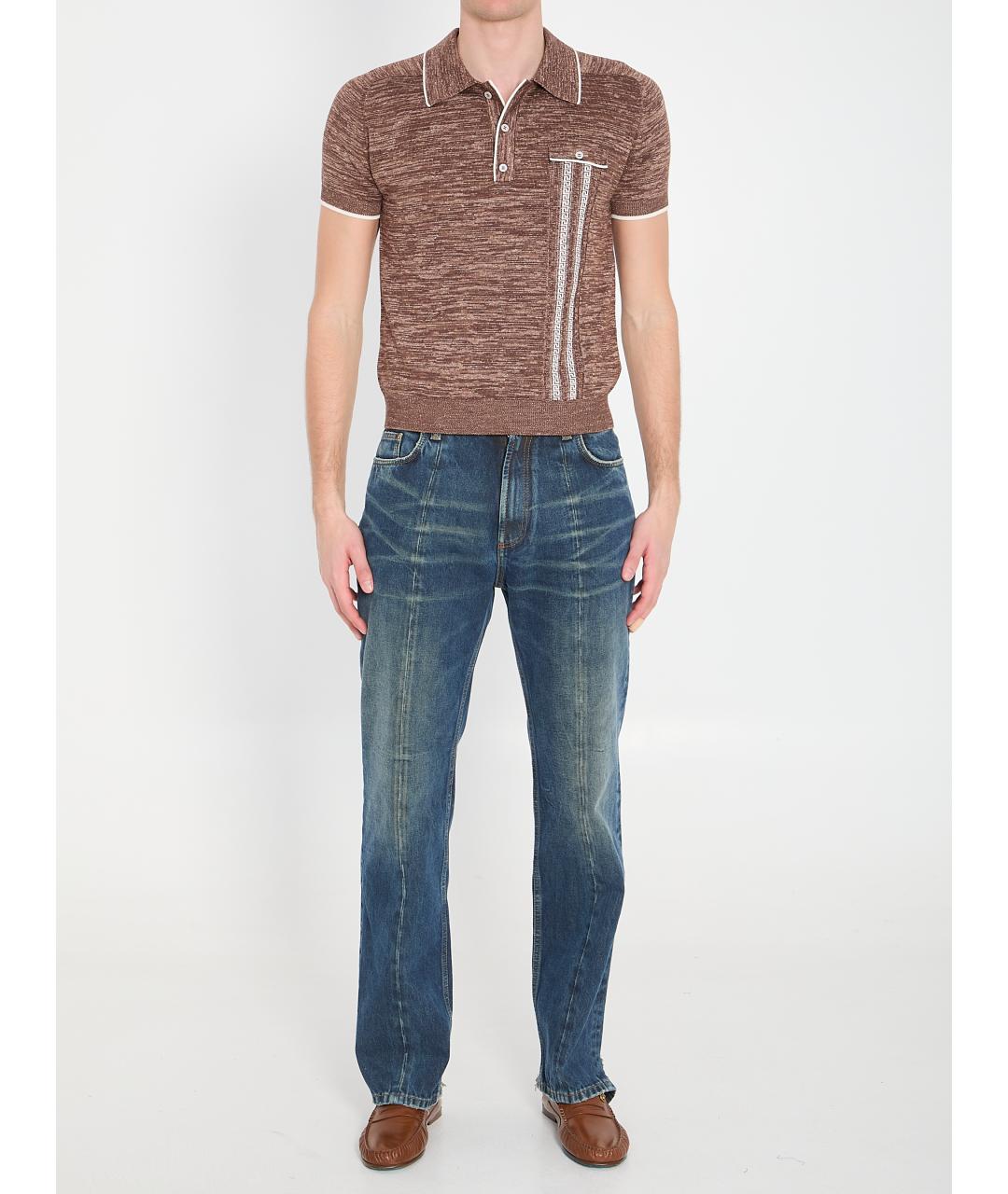 VERSACE Коричневое поло с коротким рукавом, фото 5