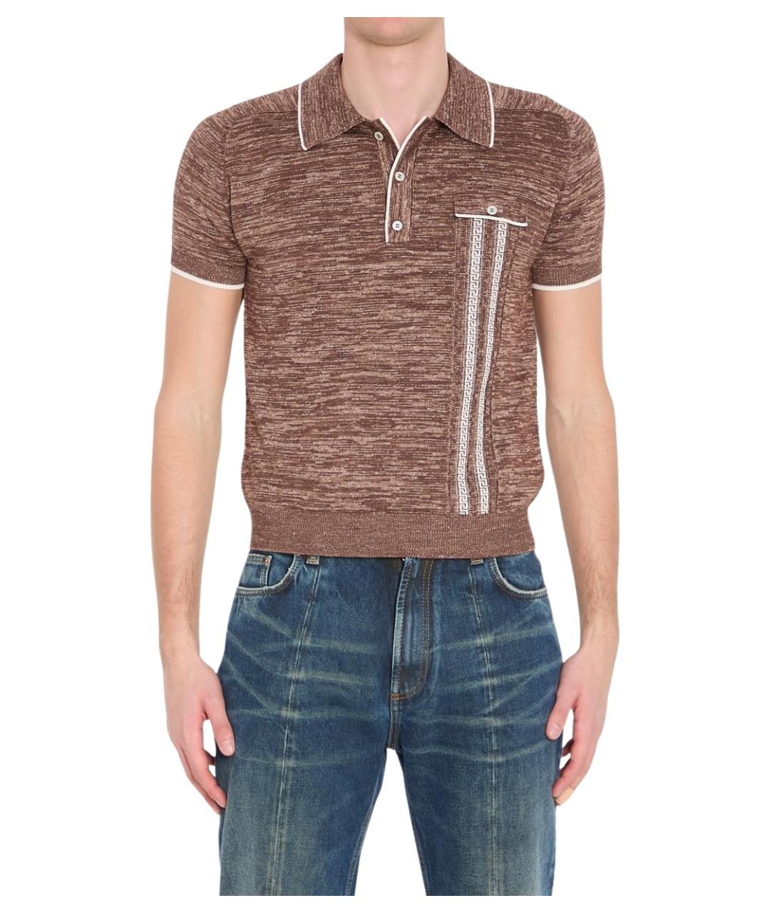 VERSACE Коричневое поло с коротким рукавом, фото 1