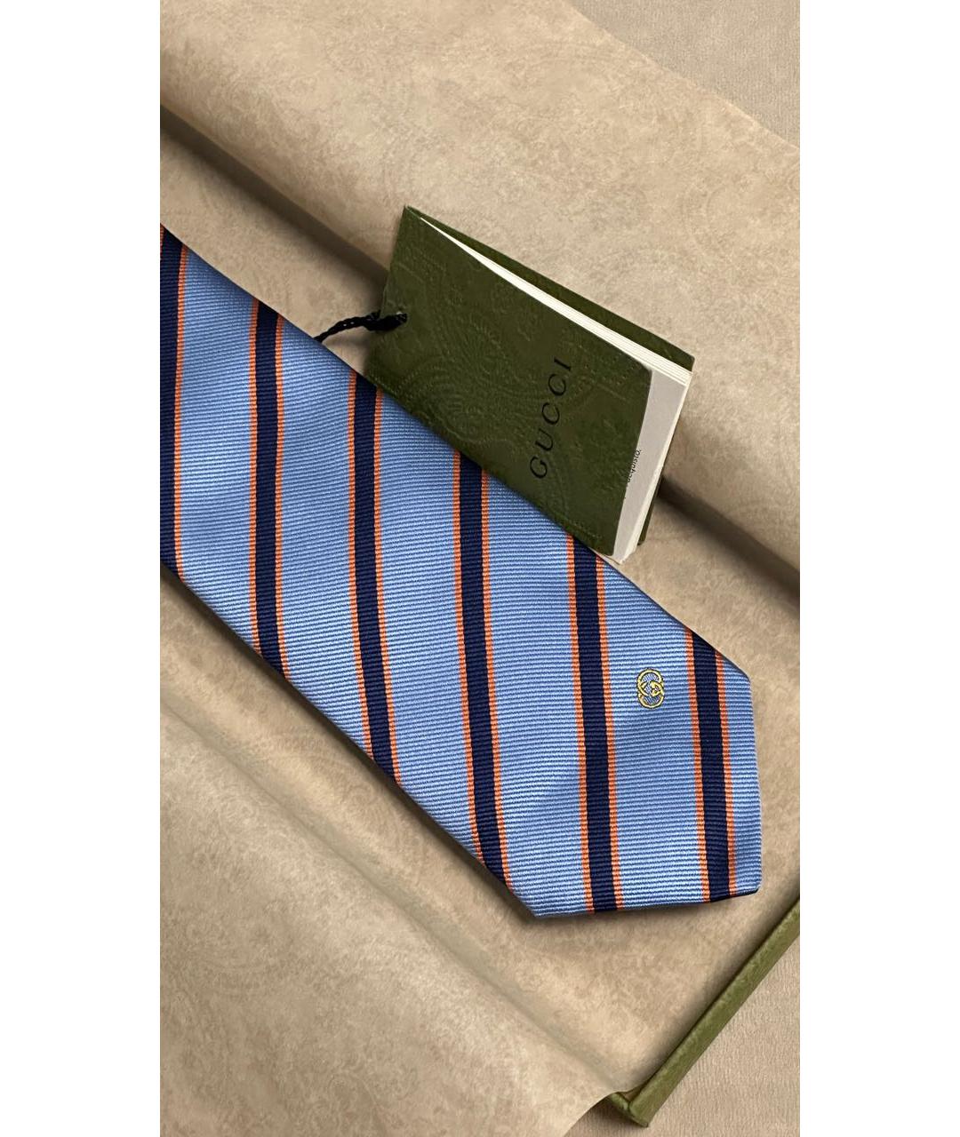 GUCCI Голубой шелковый галстук, фото 3