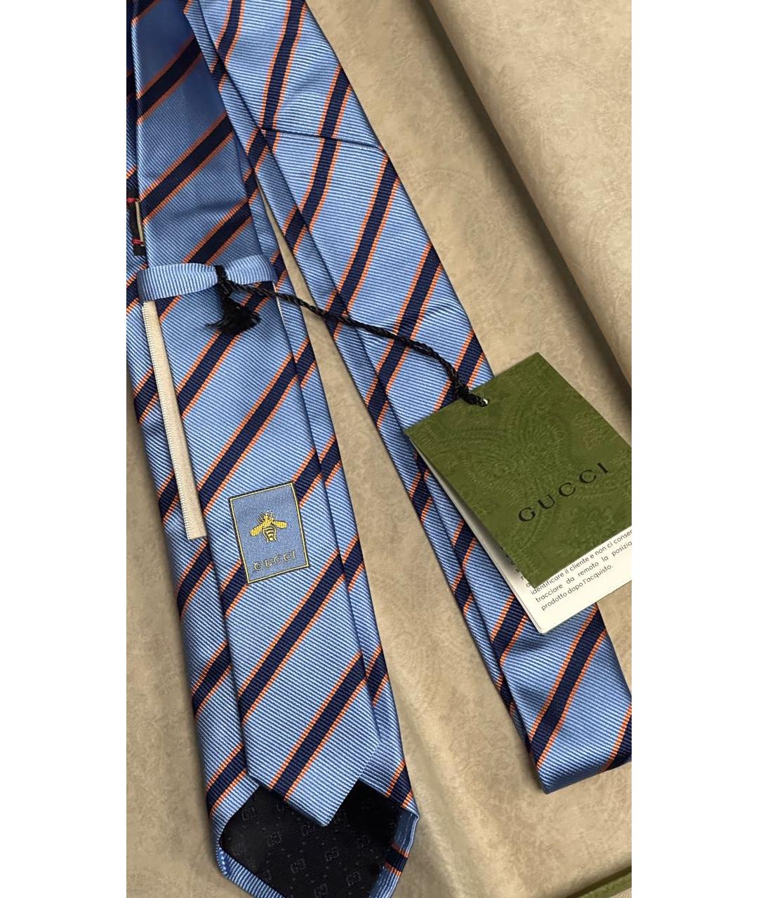 GUCCI Голубой шелковый галстук, фото 5