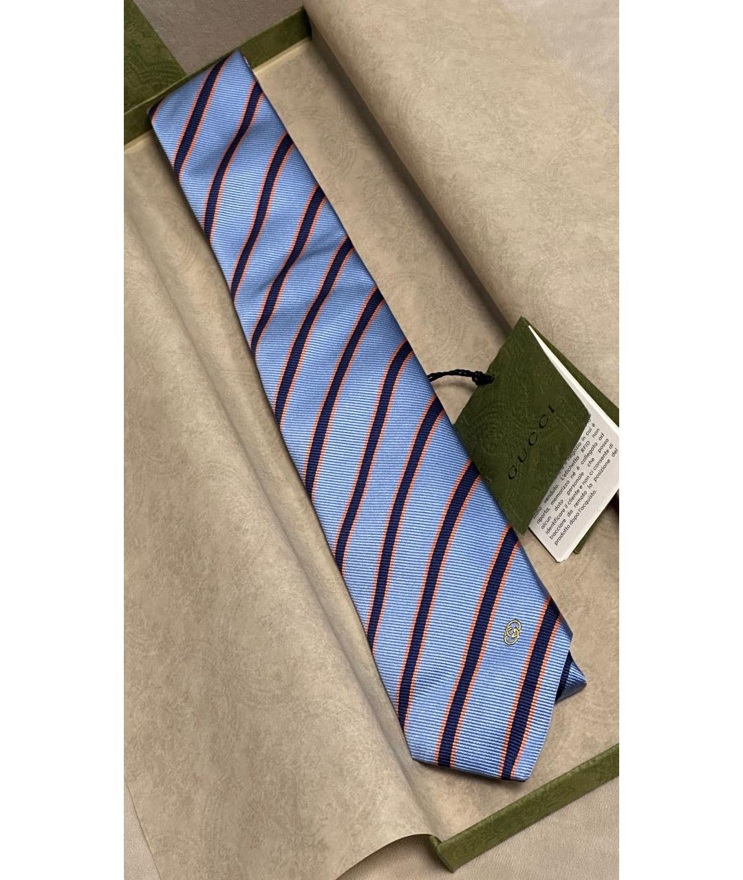 GUCCI Голубой шелковый галстук, фото 4