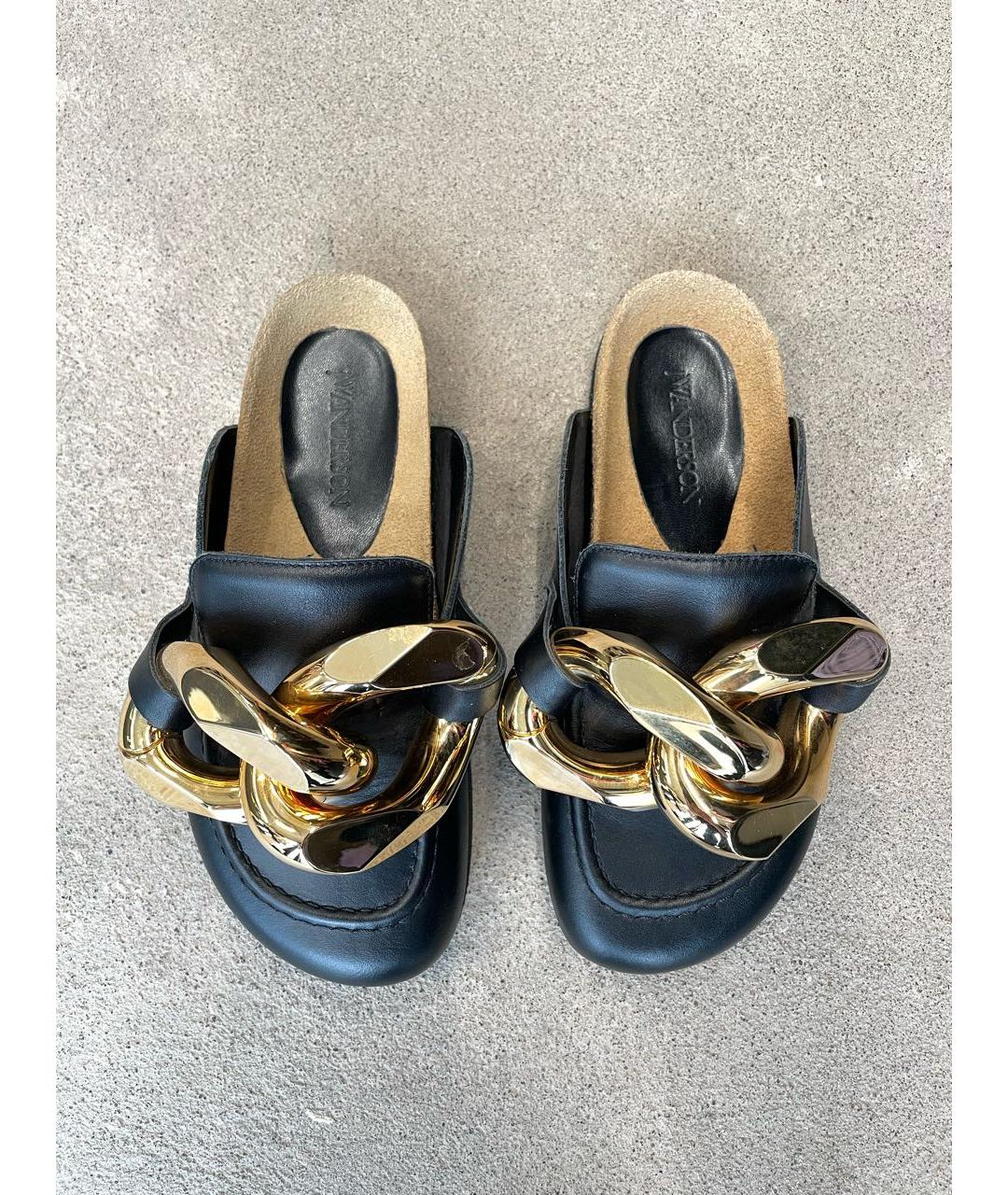 J.W.ANDERSON Черные кожаные сабо, фото 5