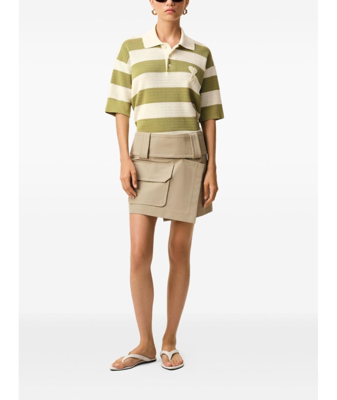 Ami Paris Хаки хлопковая футболка, фото 3