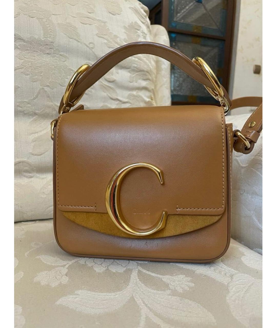 CHLOE Коричневая кожаная сумка с короткими ручками, фото 4