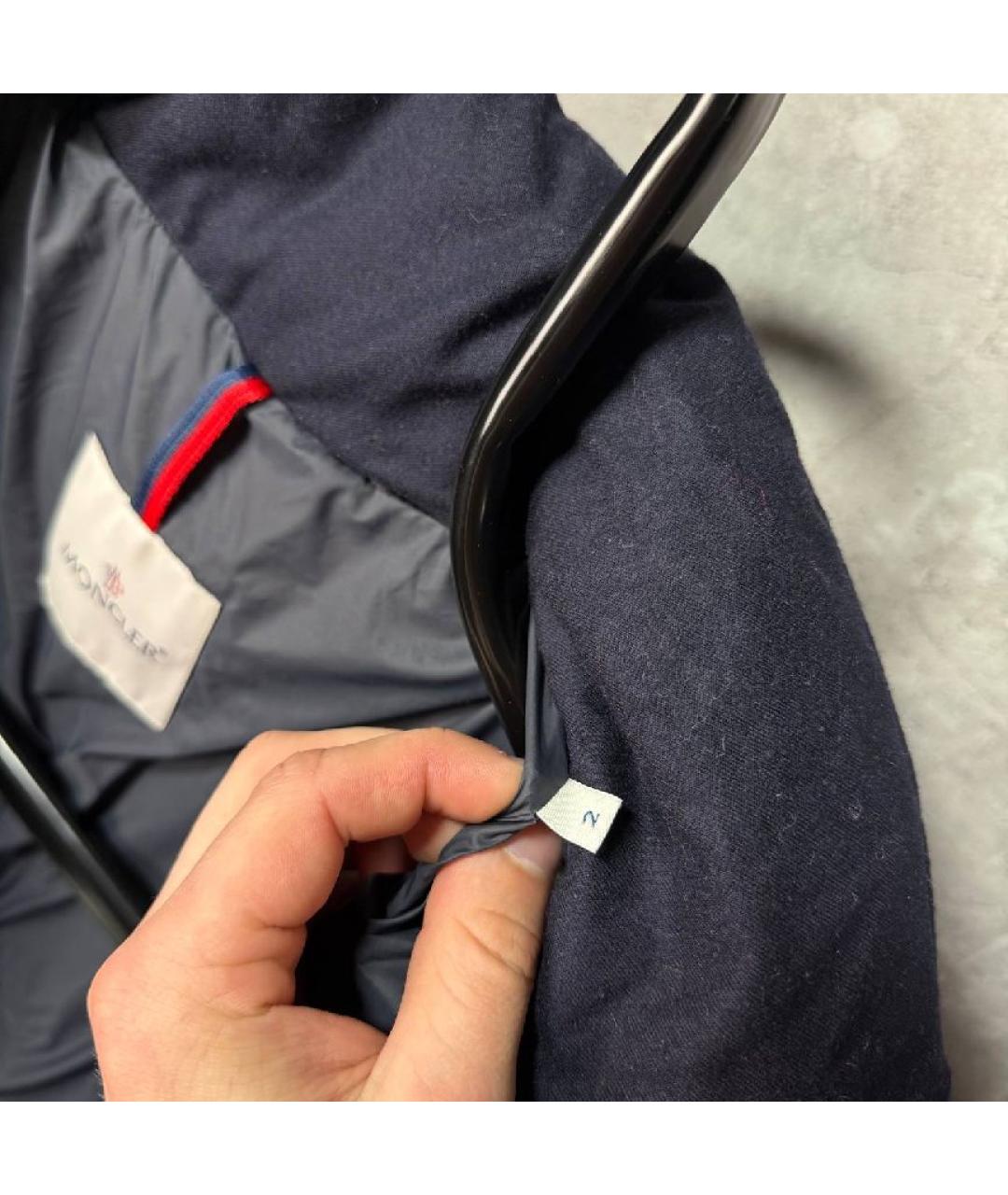 MONCLER Темно-синий шерстяной пуховик, фото 8