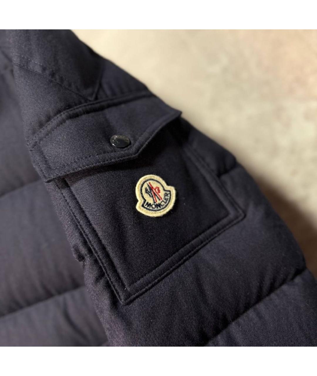 MONCLER Темно-синий шерстяной пуховик, фото 5