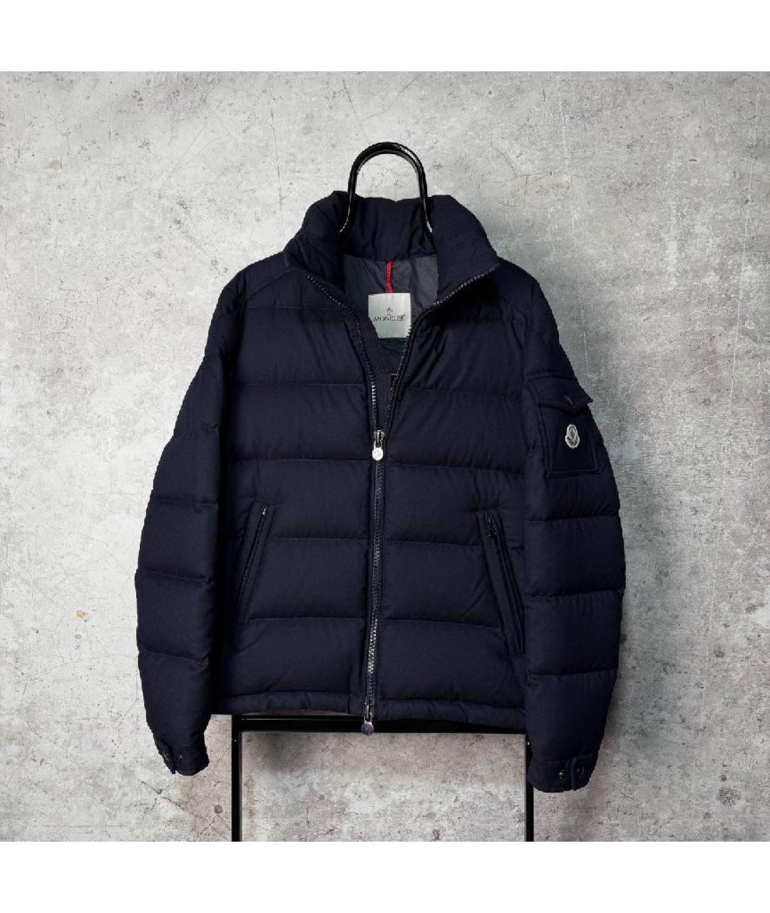 MONCLER Темно-синий шерстяной пуховик, фото 2