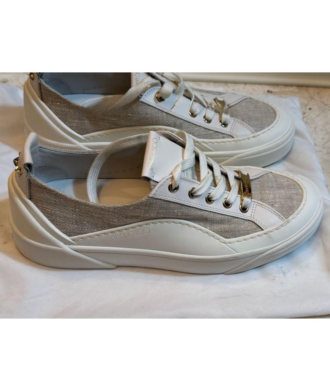 JIMMY CHOO Белые кожаные кеды, фото 7