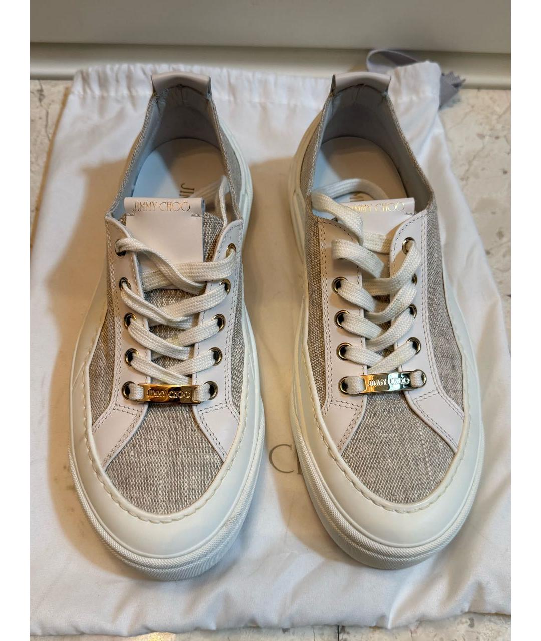 JIMMY CHOO Белые кожаные кеды, фото 2