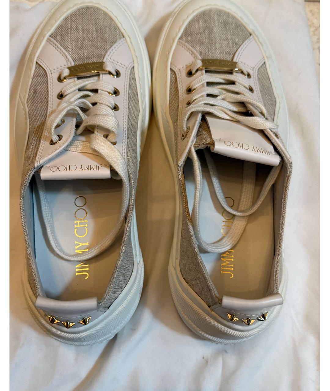 JIMMY CHOO Белые кожаные кеды, фото 3