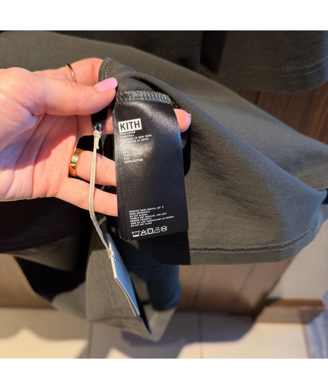 KITH Хаки хлопковая футболка, фото 7