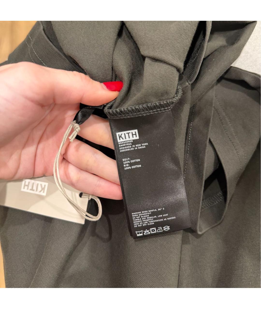 KITH Хаки хлопковая футболка, фото 5