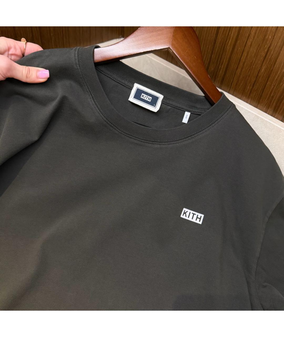 KITH Хаки хлопковая футболка, фото 4