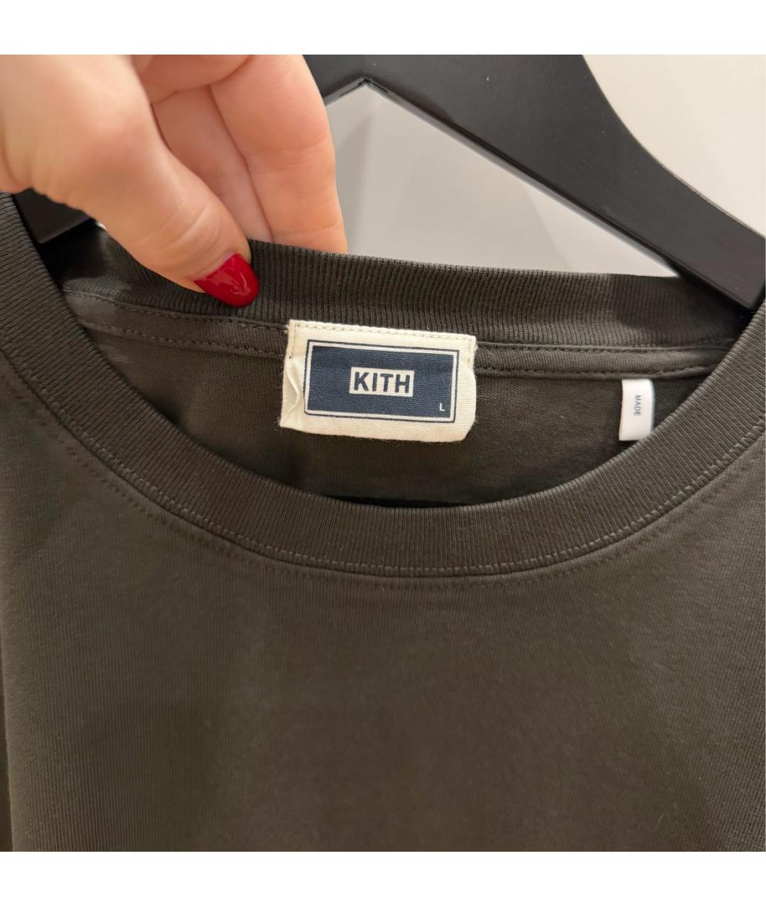 KITH Хаки хлопковая футболка, фото 4