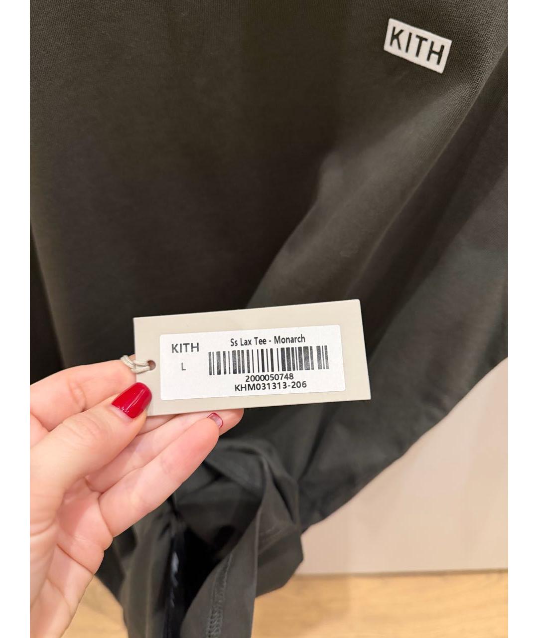 KITH Хаки хлопковая футболка, фото 3