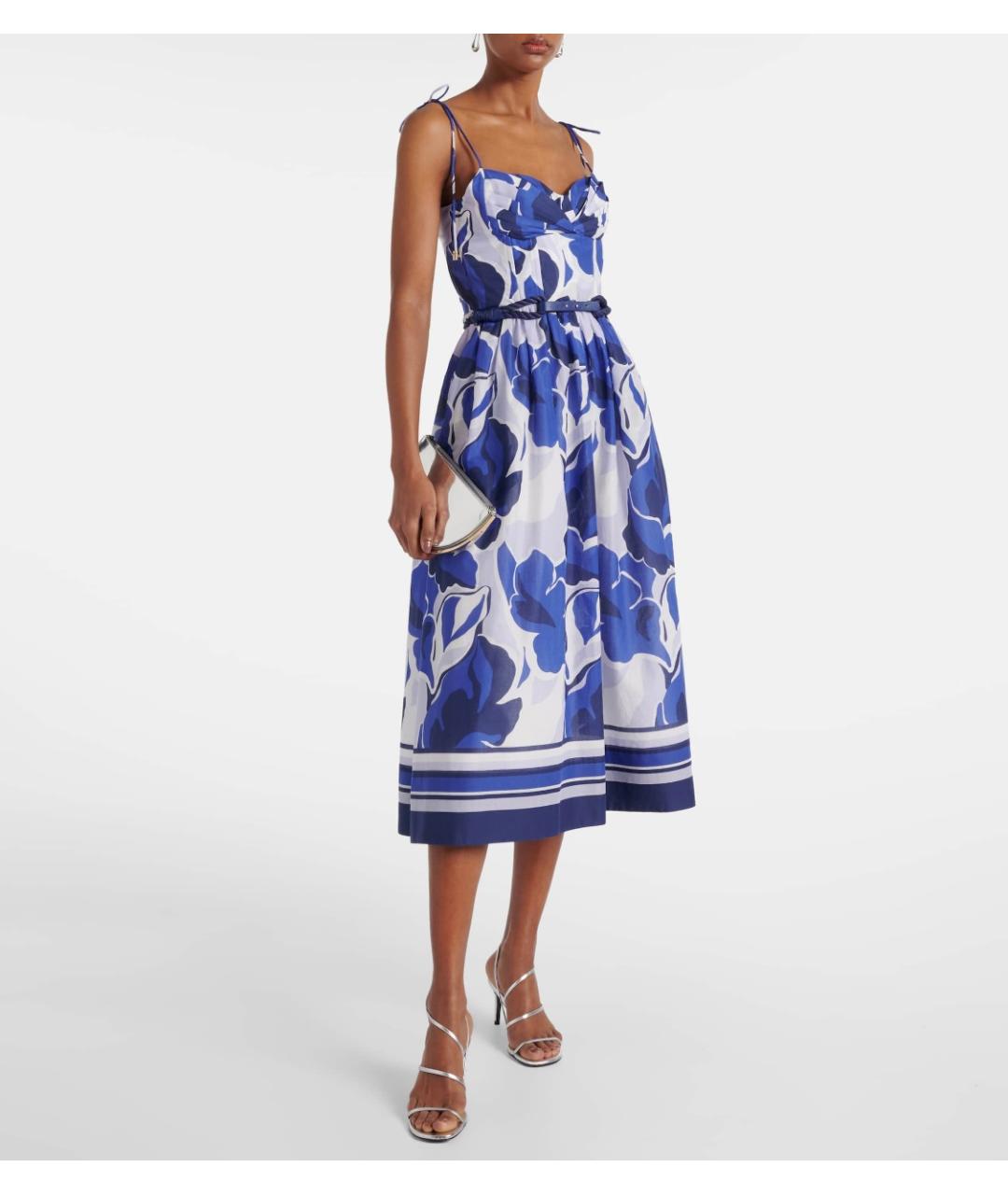 REBECCA VALLANCE Синее хлопковое коктейльное платье, фото 2