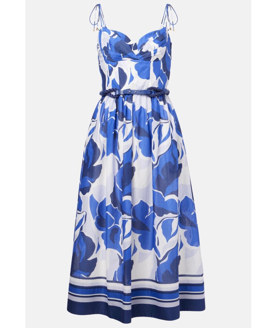 REBECCA VALLANCE Синее хлопковое коктейльное платье, фото 5